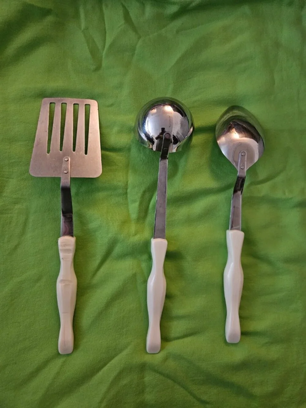 Vintage CUTCO White Pearl Lot Of 3 Spatula Ladle Serving Spoon READ